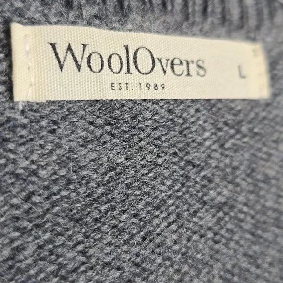 WoolOvers Crewneck Pullover Grey Rainbow Stripes Pure Merino Wool - Picture 6 of 8